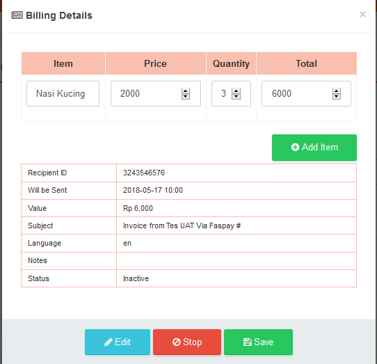                                          Detail Billing Page View